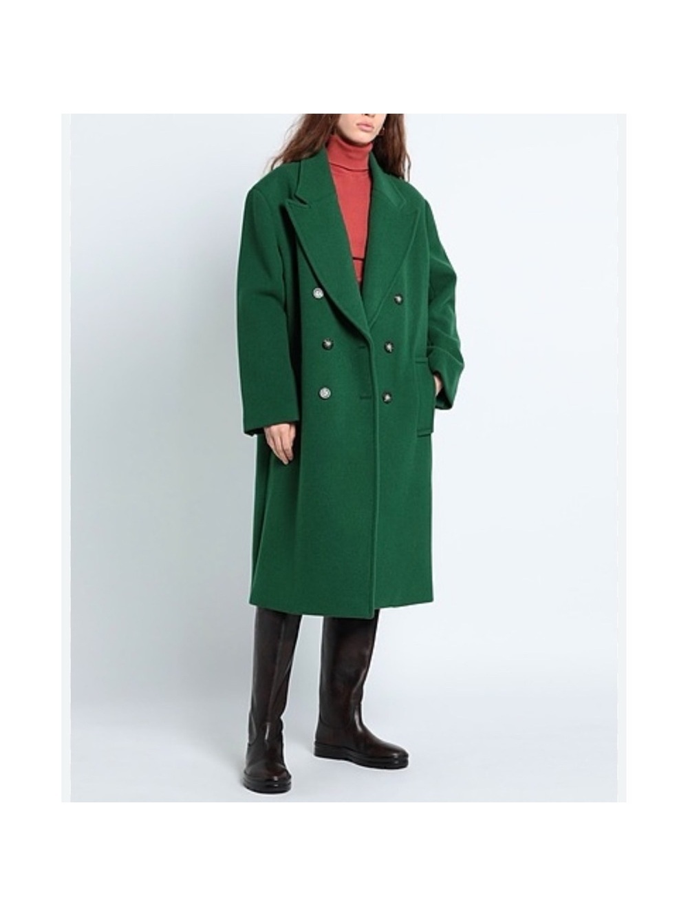 Michael Kors Mensy Double-Breasted Wool Blend Coat in Green, Size XL NEW